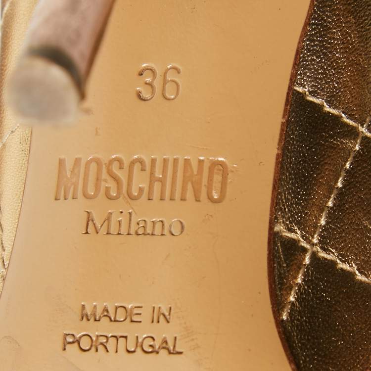 Pre Owned Moschino Tricolor Quilted Leather Logo Pumps Size 36