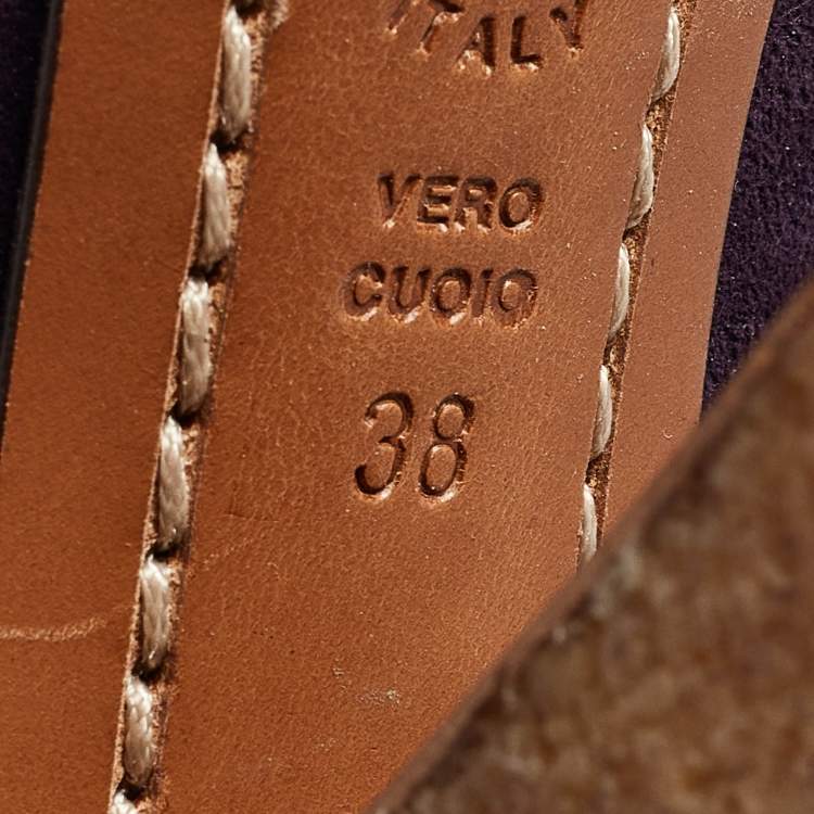 Pre Owned Moschino Purple Suede Knee Length Boots Size 38