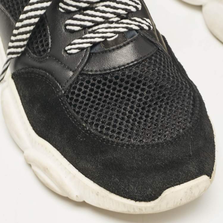 Pre Owned Moschino Black Suede and Mesh Lace Up Sneakers Size 38