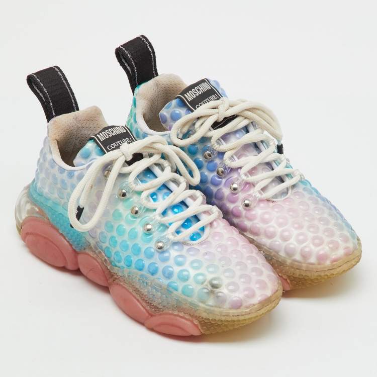 Pre Owned Moschino Multicolor Rubber Double Bubble Lace Up Sneakers Size 37