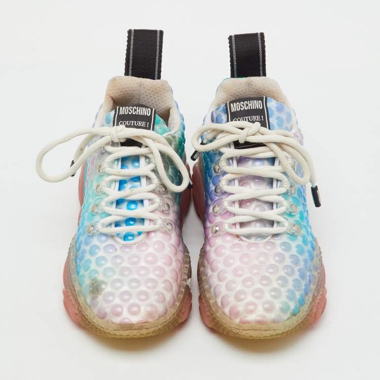 Pre Owned Moschino Multicolor Rubber Double Bubble Lace Up Sneakers Size 37
