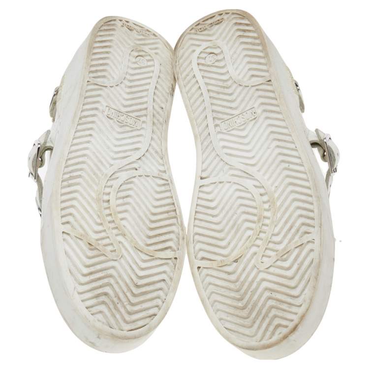 Pre Owned Moschino White Leather Low Top Sneakers Size 37