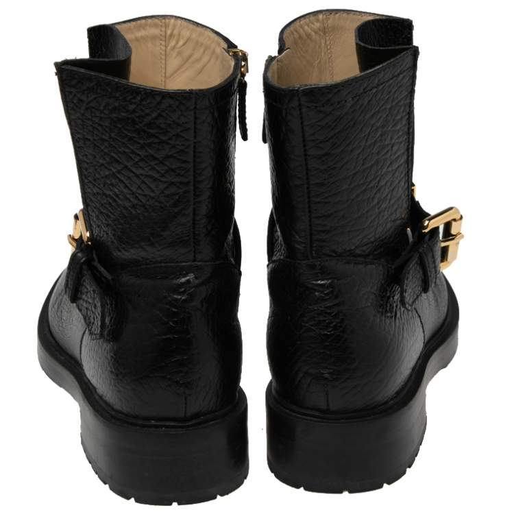 Pre Owned Moschino Black Leather Logo Chelsea  Boots Size 39