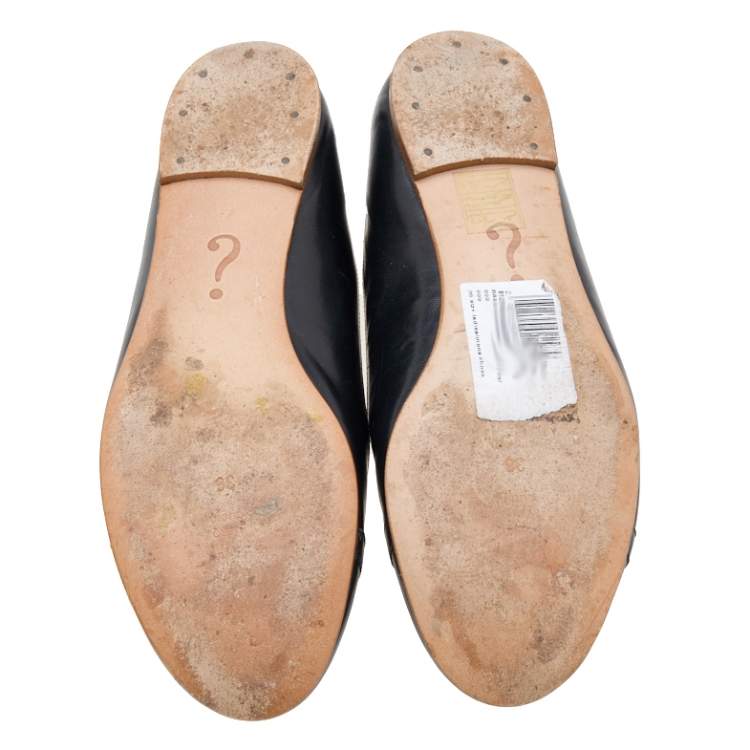Pre Owned Moschino Black Leather Ballet Flats Size 36