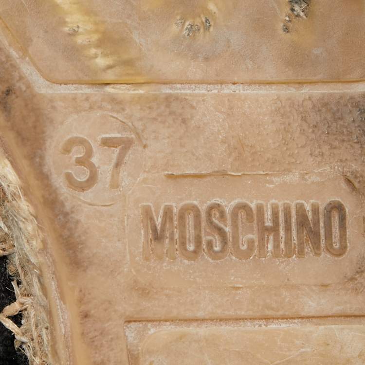 Pre Owned Moschino Black Canvas Logo Espadrille Flats Size 37