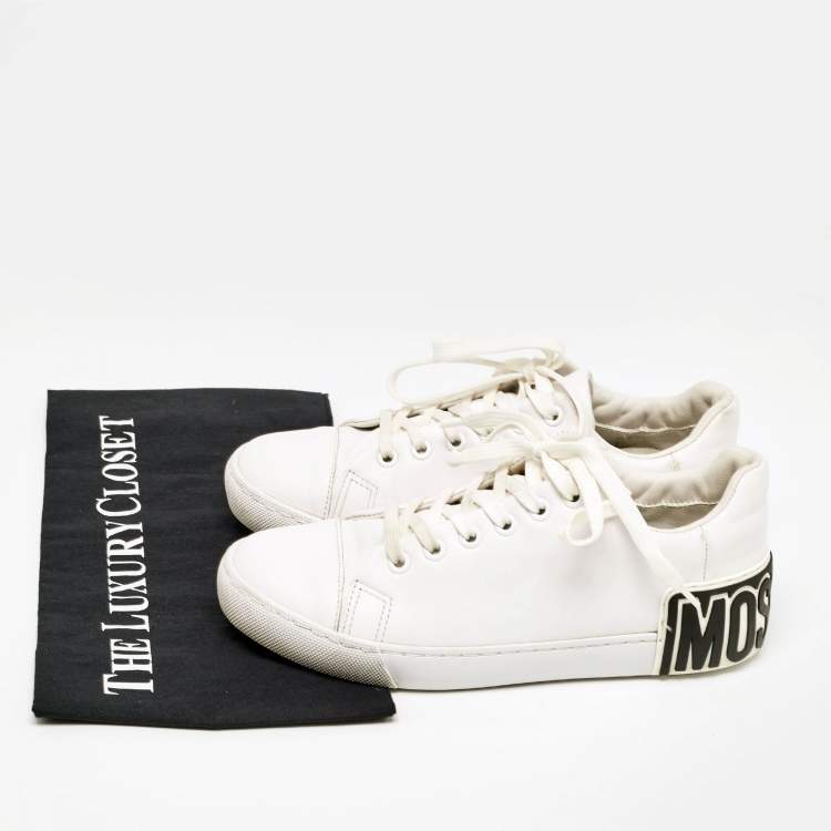 Pre Owned Moschino White Leather Low Top Sneakers Size 37