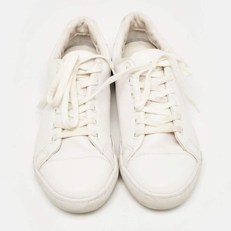 Pre Owned Moschino White Leather Low Top Sneakers Size 37
