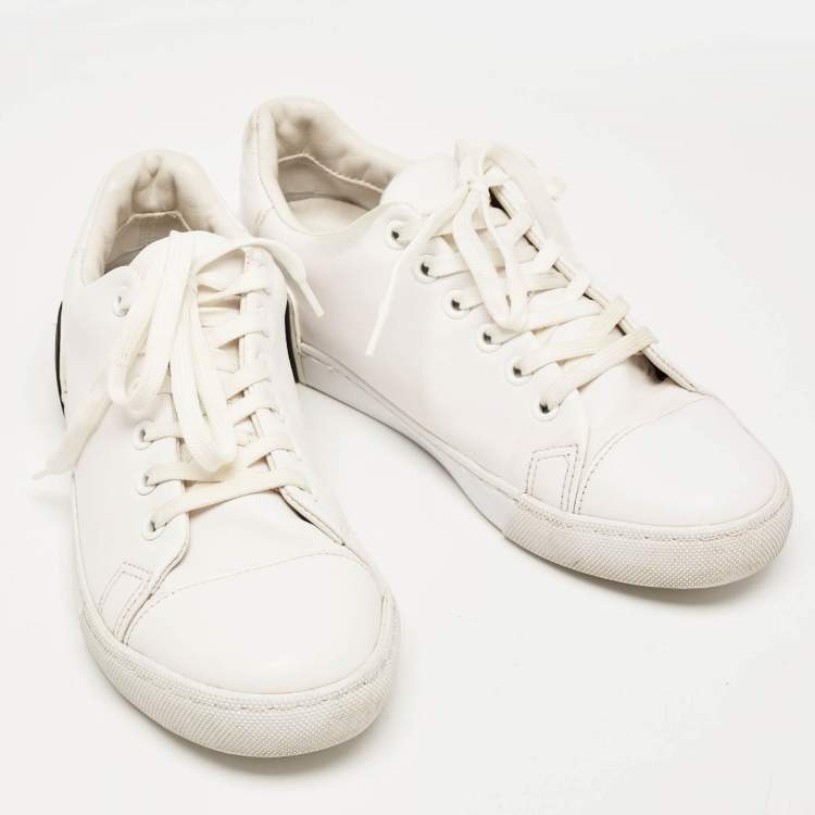Pre Owned Moschino White Leather Low Top Sneakers Size 37