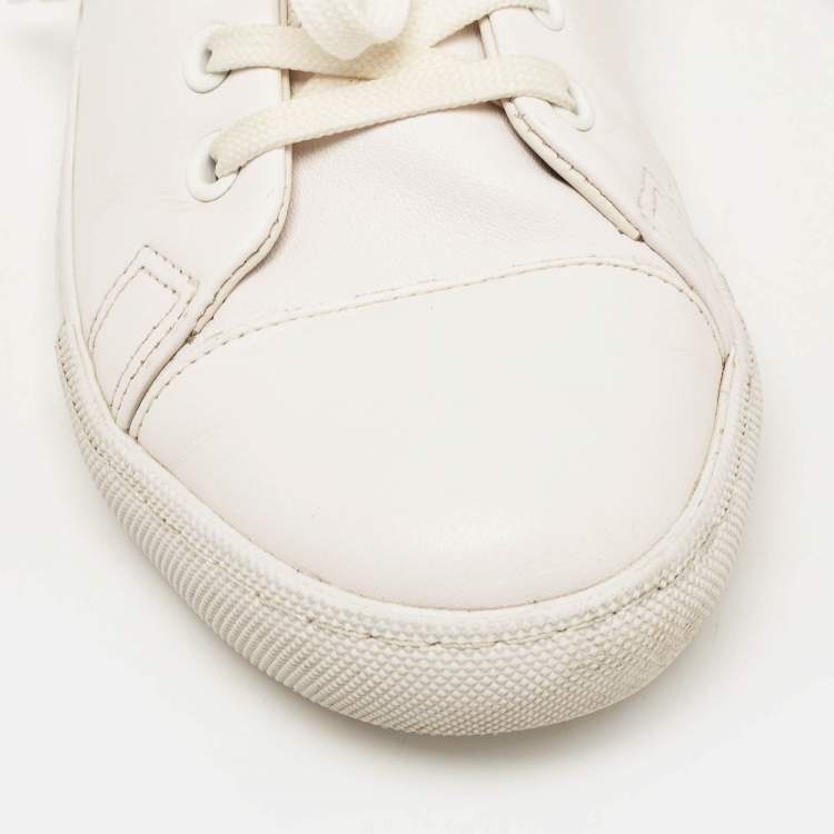 Pre Owned Moschino White Leather Low Top Sneakers Size 37