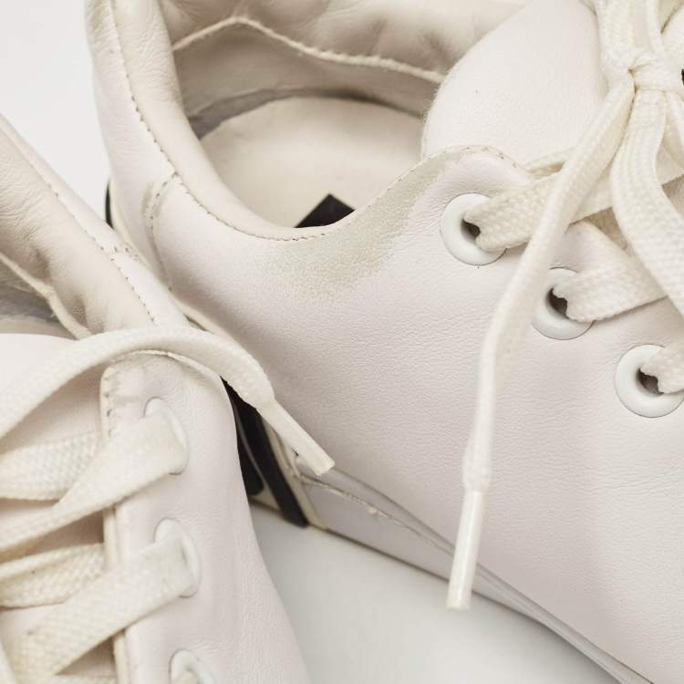 Pre Owned Moschino White Leather Low Top Sneakers Size 37