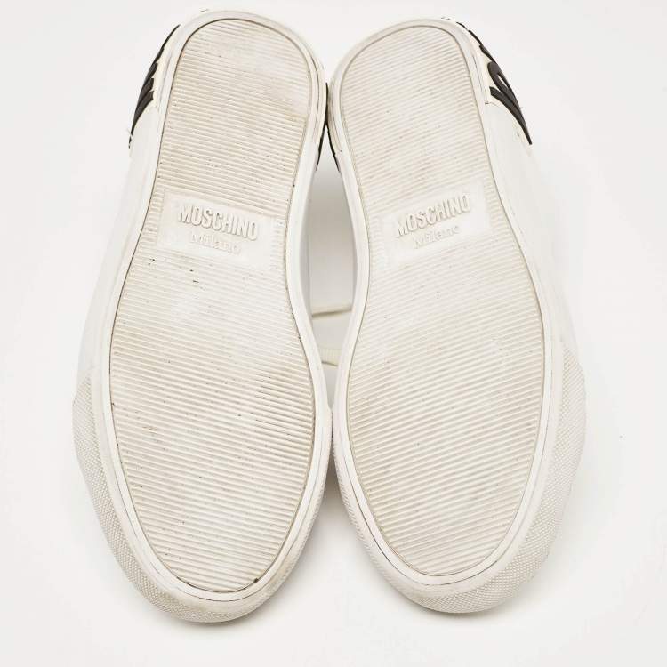 Pre Owned Moschino White Leather Low Top Sneakers Size 37
