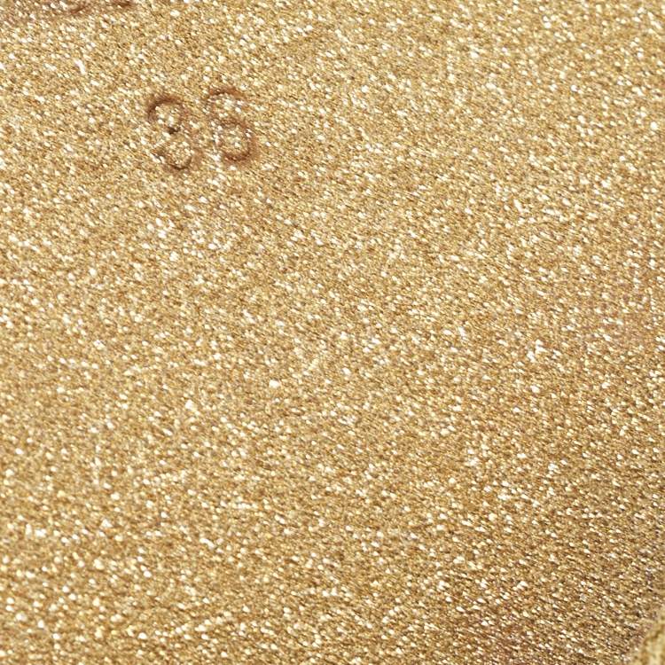 Pre Owned Moschino Gold Glitter Slide Sandals Size 36