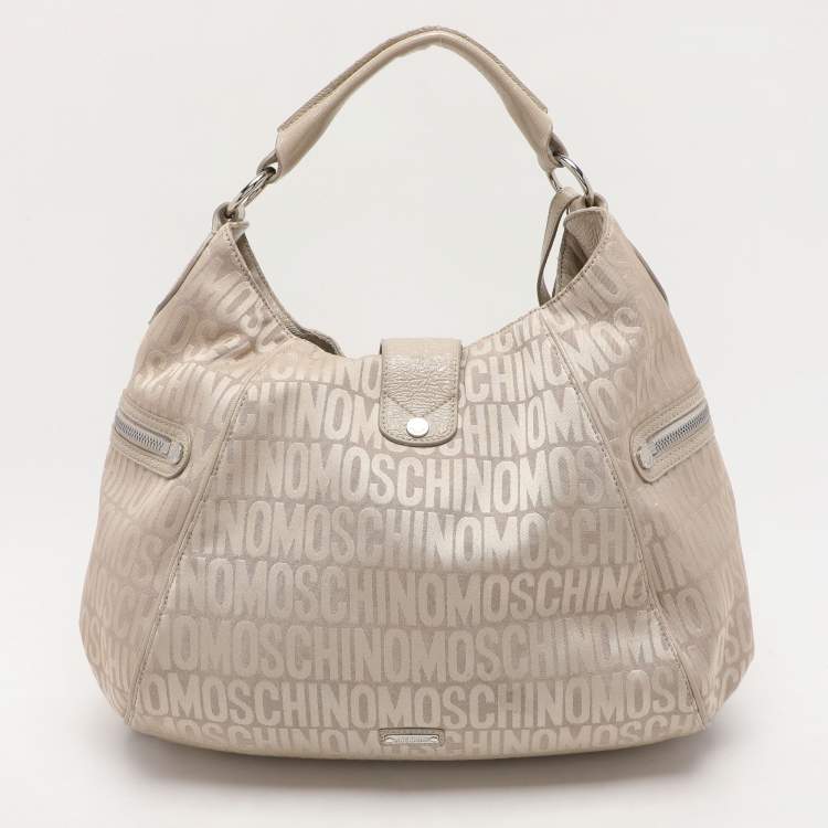 Pre Owned Movado Beige Canvas and Patent Leather Hobo