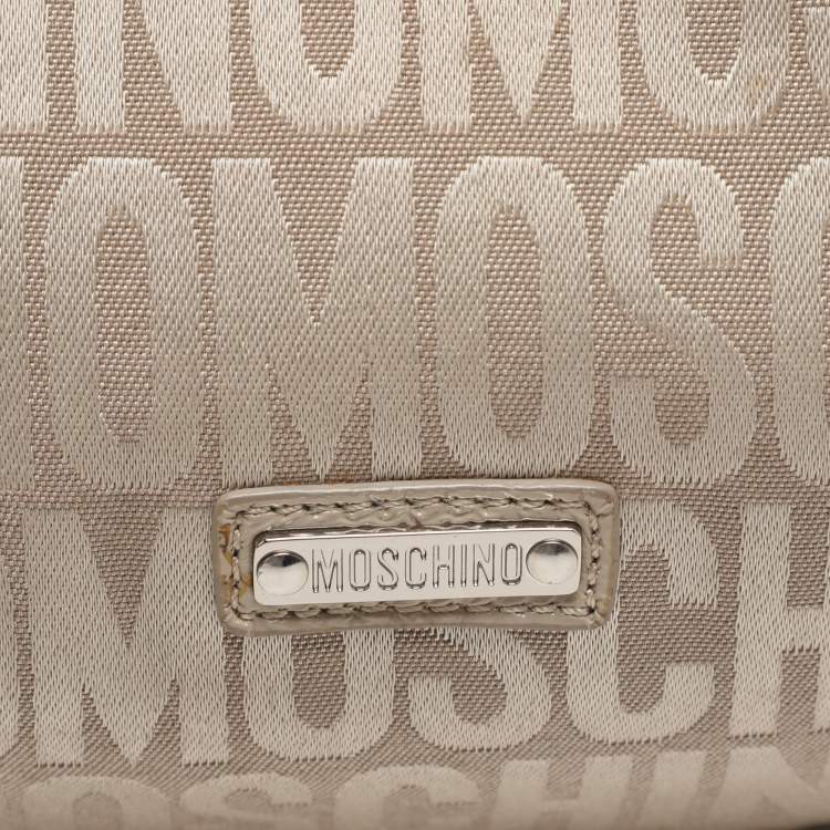 Pre Owned Movado Beige Canvas and Patent Leather Hobo