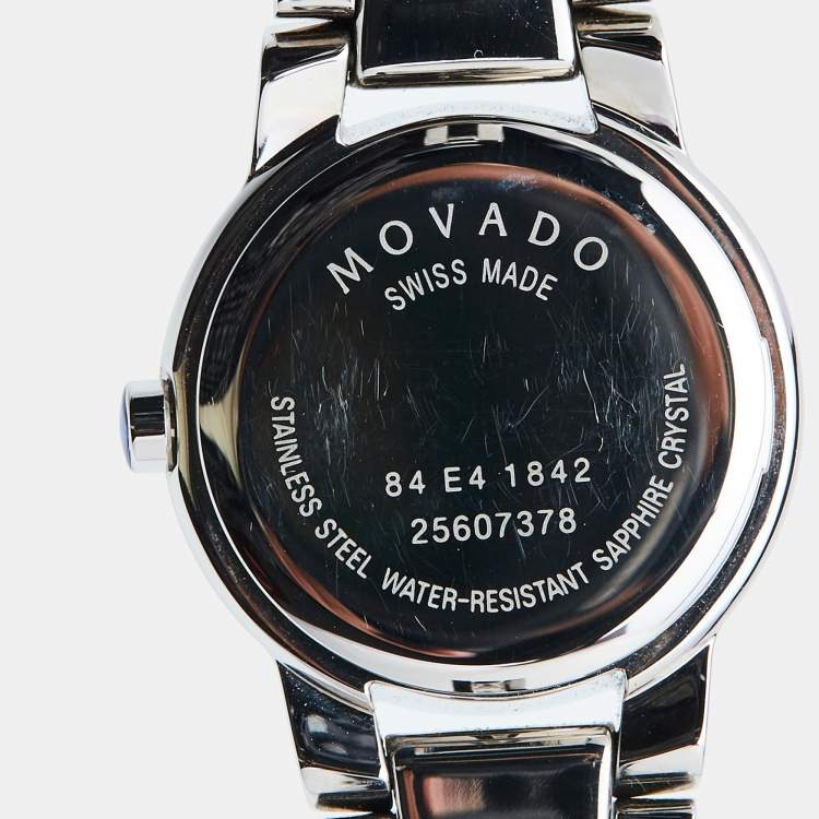 Pre Owned Movado Black Stainless Steel Impresa 0607720 Women's Wristwatch 24 mm