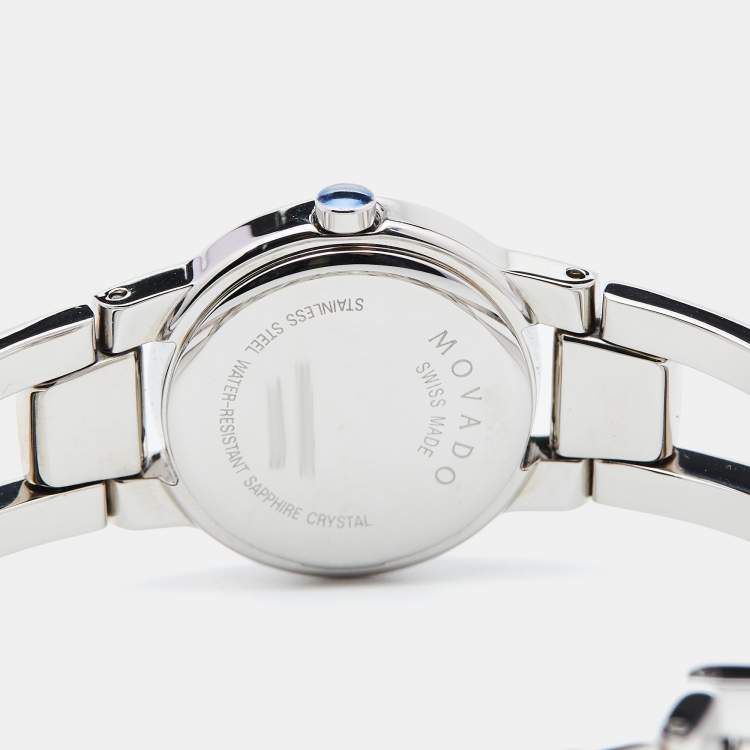 Pre Owned Movado Black Stainless Steel Impresa 0607720 Women's Wristwatch 24 mm