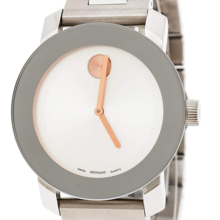 Pre Owned Movado Silver Stainless Steel Bold MB.01.3.14.6037 Men's Wristwatch 36 mm