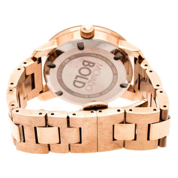 Pre Owned Movado Rose Gold Plated Stainless Steel Bold MB.01.3.34.6039 Women's Wristwatch 36 mm