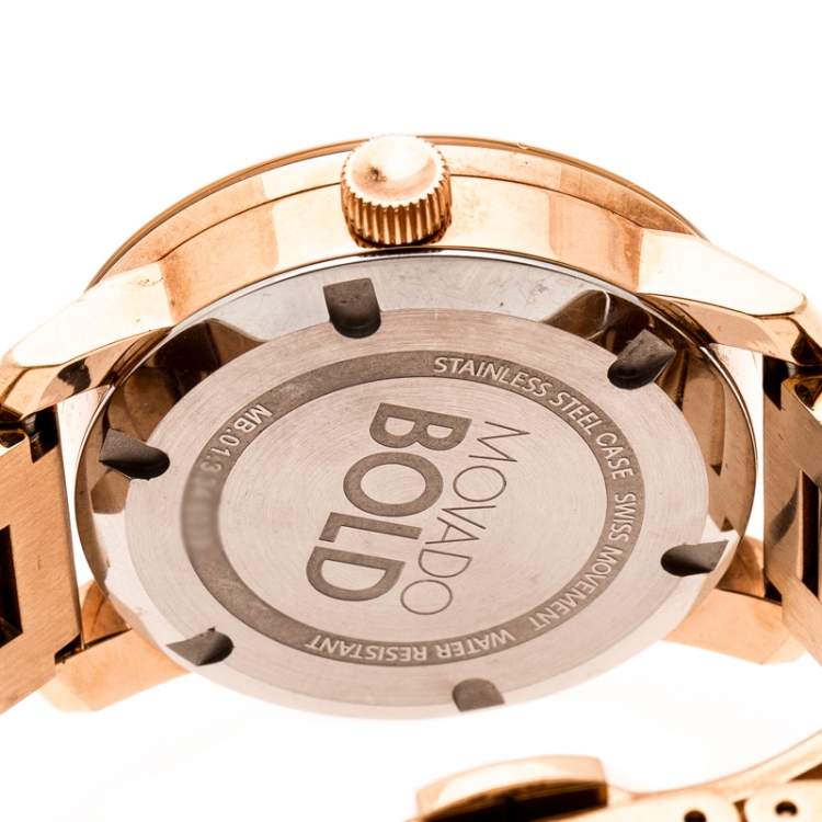 Pre Owned Movado Rose Gold Plated Stainless Steel Bold MB.01.3.34.6039 Women's Wristwatch 36 mm