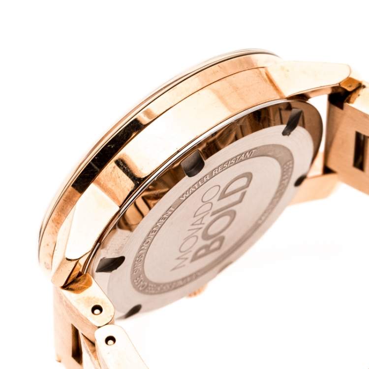 Pre Owned Movado Rose Gold Plated Stainless Steel Bold MB.01.3.34.6039 Women's Wristwatch 36 mm