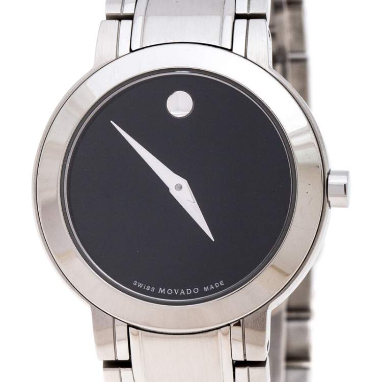 Pre Owned Movado Black Stainless Steel M0.08.03.014.1031.1033.4/002 Women's Wristwatch 27MM