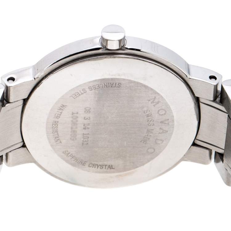 Pre Owned Movado Black Stainless Steel M0.08.03.014.1031.1033.4/002 Women's Wristwatch 27MM