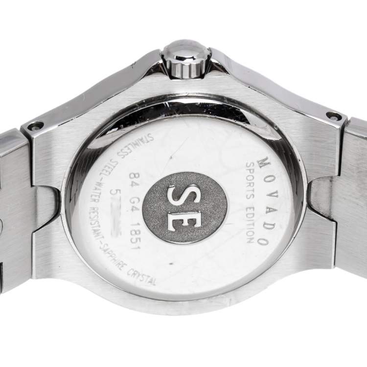 Pre Owned Movado Silver Stainless Steel Sports Edition 0604599 Women's Wristwatch 26 mm