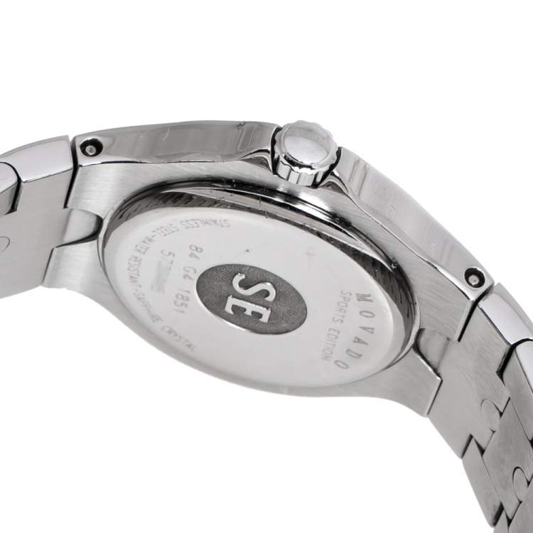 Pre Owned Movado Silver Stainless Steel Sports Edition 0604599 Women's Wristwatch 26 mm