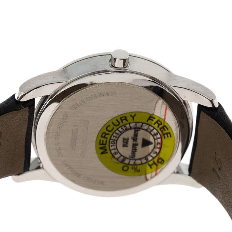 Pre Owned Movado Black Stainless Steel Leather Museum 07.3.14.1143 Women's Wristwatch 28 mm