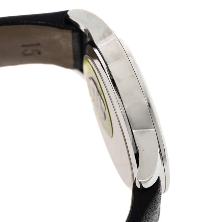 Pre Owned Movado Black Stainless Steel Leather Museum 07.3.14.1143 Women's Wristwatch 28 mm
