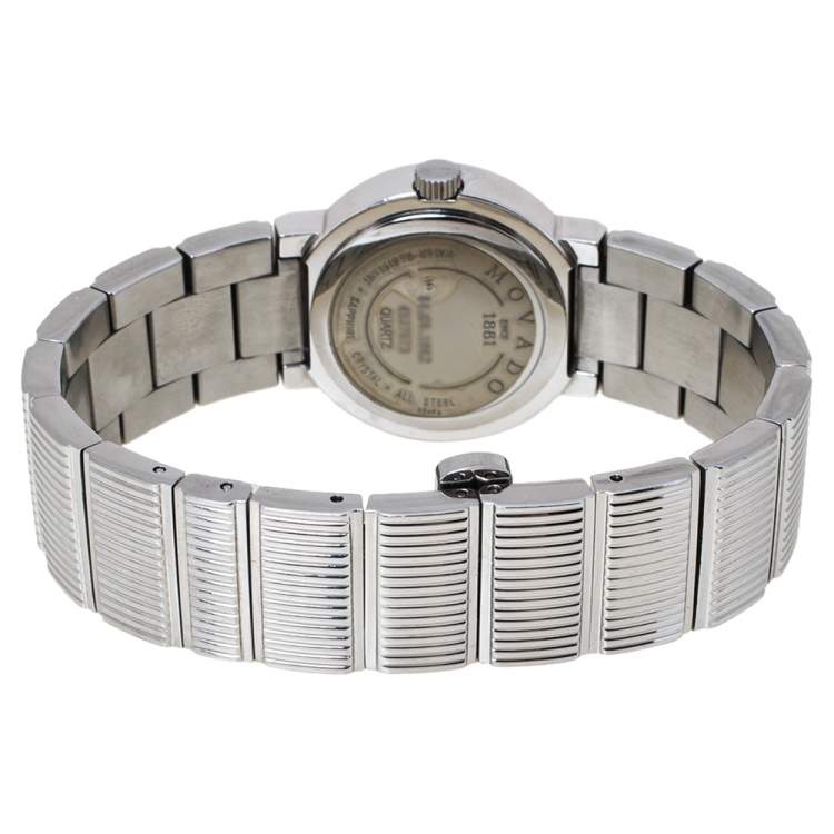 Pre Owned Movado Mother Of Pearl Stainless Steel Diamond Concerto 84.G4.1842 Women's Wristwatch 26 mm