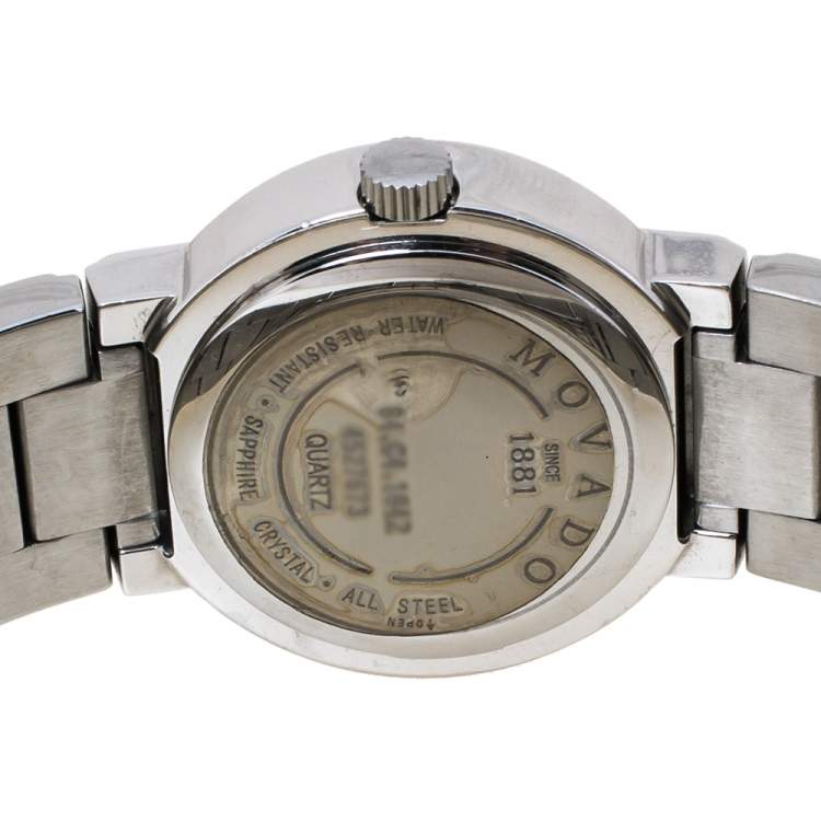 Pre Owned Movado Mother Of Pearl Stainless Steel Diamond Concerto 84.G4.1842 Women's Wristwatch 26 mm