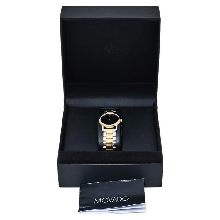 Pre Owned Movado Black Two Tone Stainless Steel 2100018 Classic Museum Quartz Women's Wristwatch 28MM