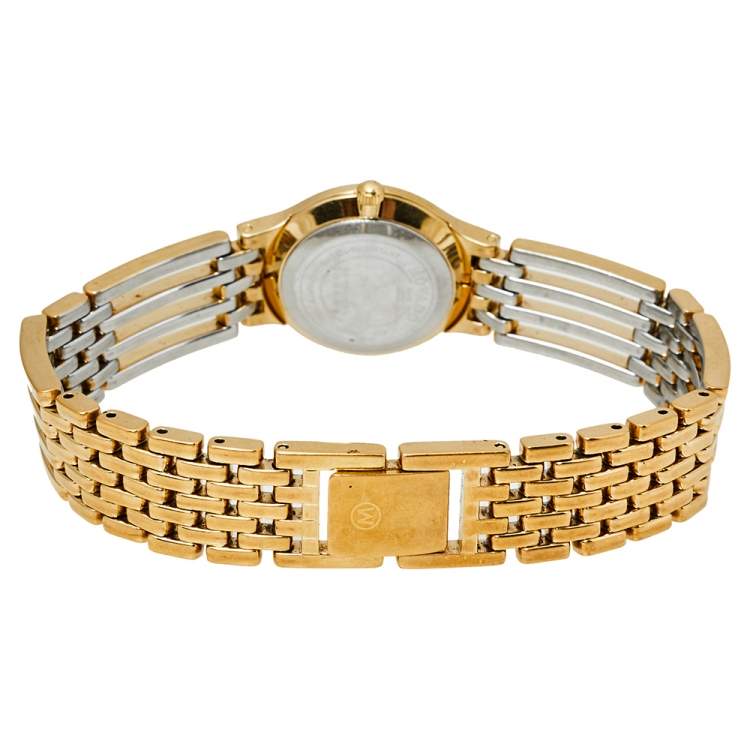 Pre Owned Movado Black Gold Plated Stainless Steel Esperanza Museum Women's Wristwatch 23 mm