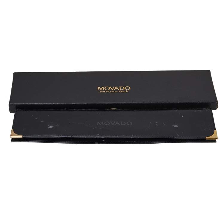 Pre Owned Movado Black Gold Plated Stainless Steel Esperanza Museum Women's Wristwatch 23 mm