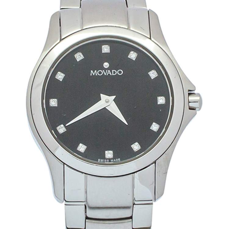 Pre Owned Movado Black Stainless Steel Museum 84 E4 1849 Women's Wristwatch 26mm