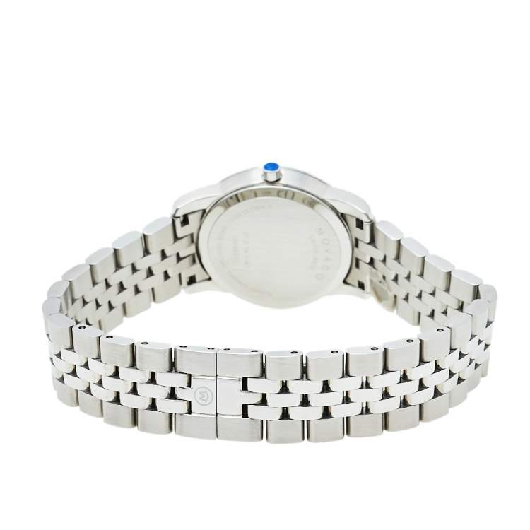 Pre Owned Movado Mother Of Pearl Stainless Steel Diamond Museum 07.3.14.1143 Women's Wristwatch 28 mm