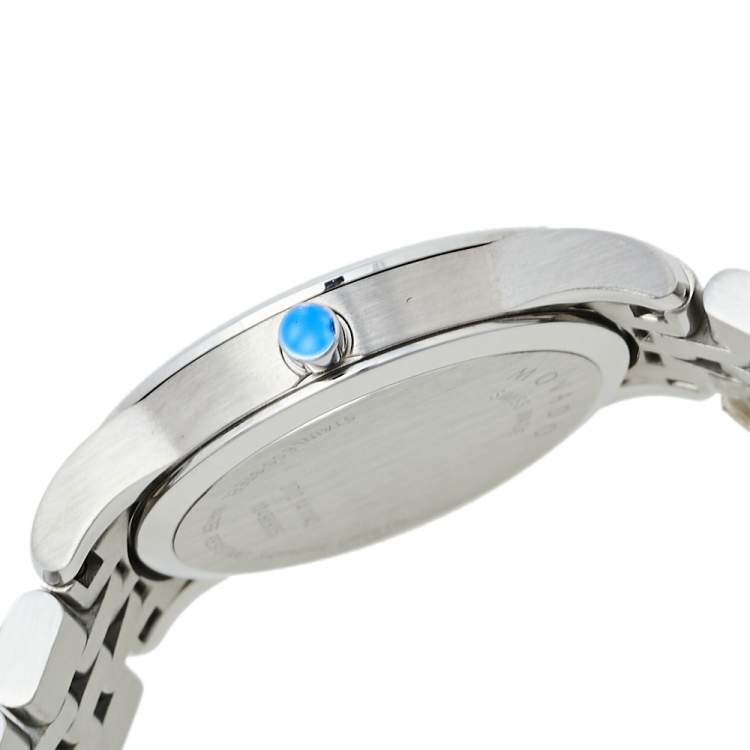 Pre Owned Movado Mother Of Pearl Stainless Steel Diamond Museum 07.3.14.1143 Women's Wristwatch 28 mm