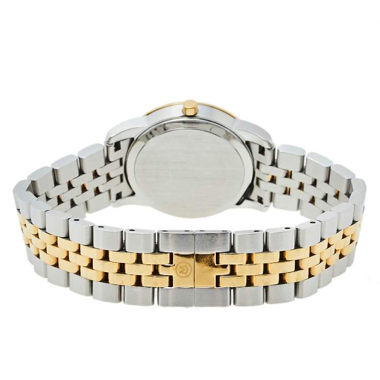 Pre Owned  Movado Mother Of Pearl Two-Tone Stainless Steel Diamonds Safiro 0606900 Women's Wristwatch 28 mm