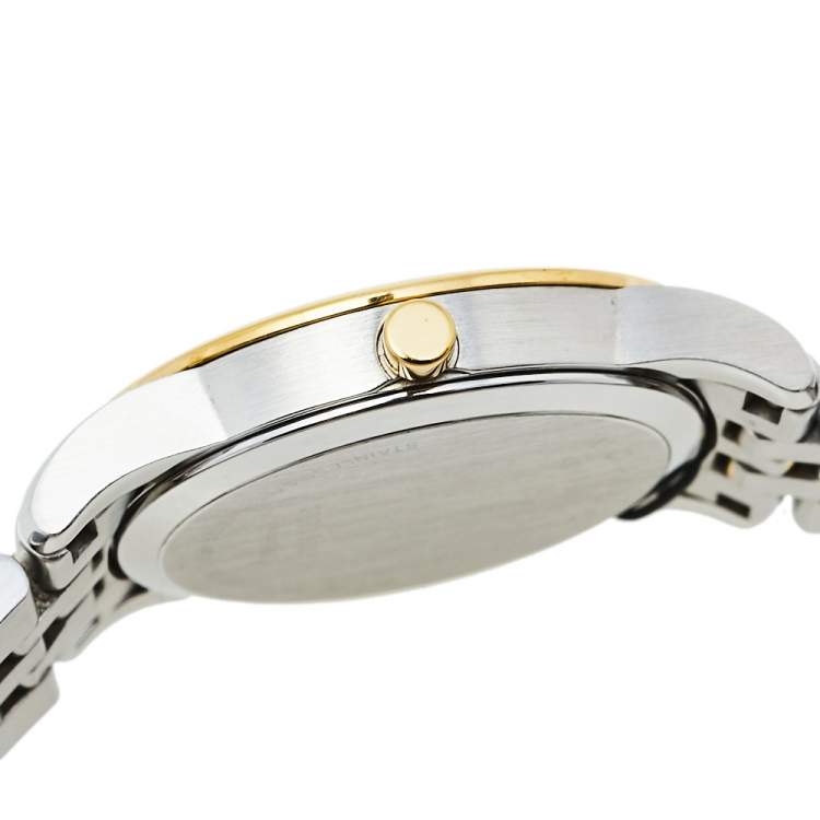 Pre Owned  Movado Mother Of Pearl Two-Tone Stainless Steel Diamonds Safiro 0606900 Women's Wristwatch 28 mm