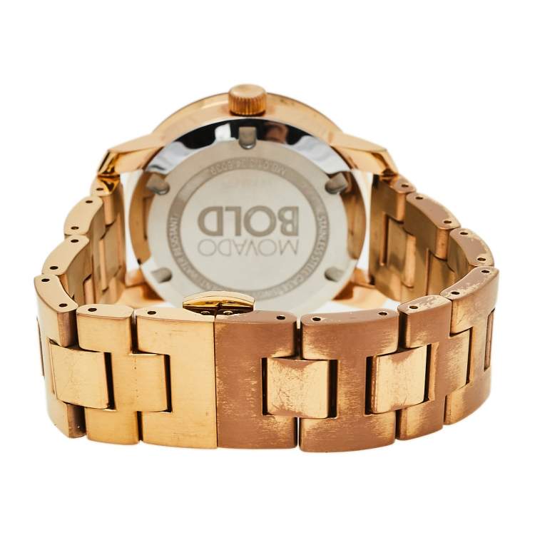 Pre Owned Movado Rose Gold Plated Stainless Steel Bold MB.01.3.34.6039 Women's Wristwatch 36 mm