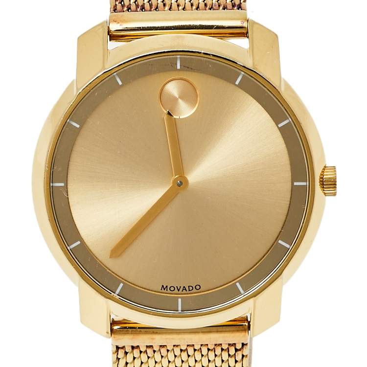 Pre Owned Movado Gold Plated Stainless Steel Bold Evolution MB.01.3.34.6123 Women's Wristwatch 35 mm