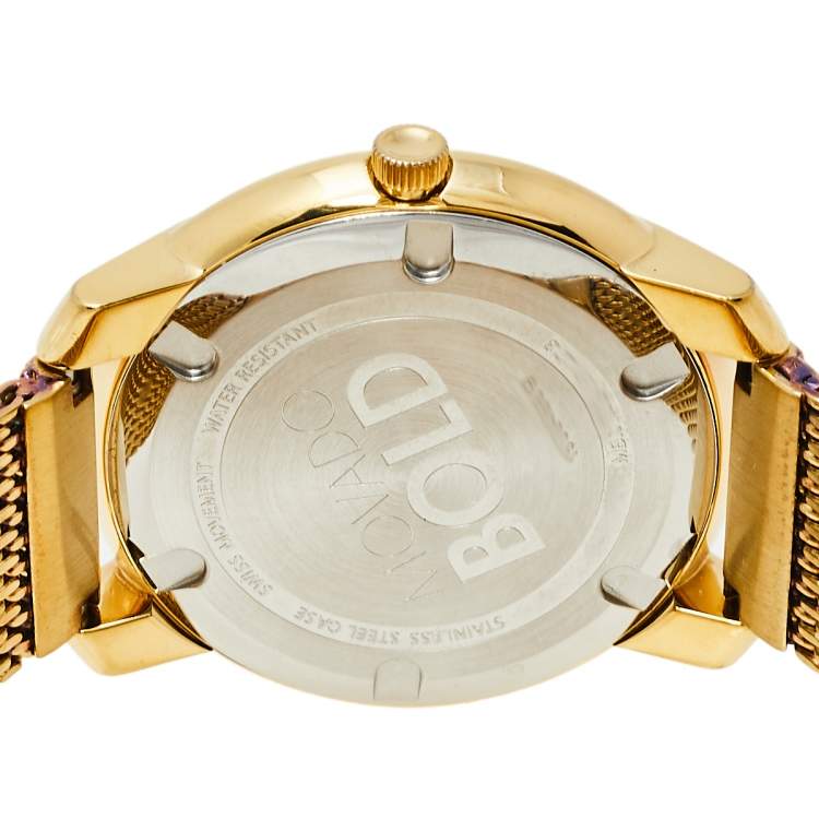 Pre Owned Movado Gold Plated Stainless Steel Bold Evolution MB.01.3.34.6123 Women's Wristwatch 35 mm