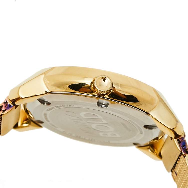 Pre Owned Movado Gold Plated Stainless Steel Bold Evolution MB.01.3.34.6123 Women's Wristwatch 35 mm