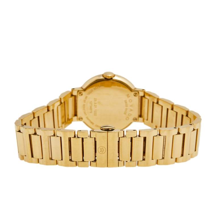 Pre Owned Movado Yellow Gold Plated Stainless Steel Diamond Concerto 23.3.21.1222 Women's Wristwatch 26 mm