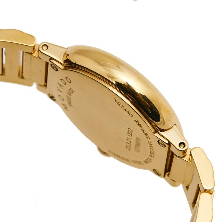 Pre Owned Movado Yellow Gold Plated Stainless Steel Diamond Concerto 23.3.21.1222 Women's Wristwatch 26 mm