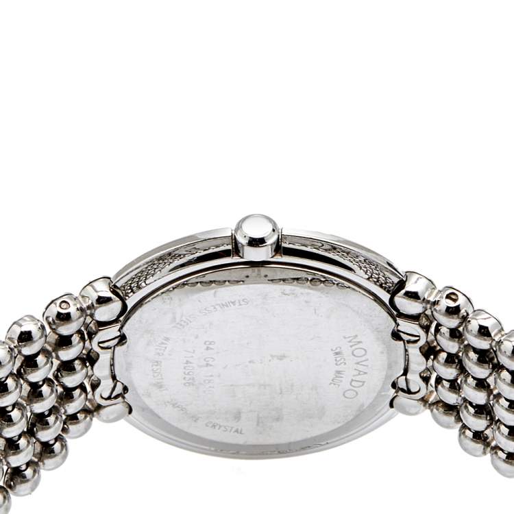 Pre Owned Movado Silver Stainless Steel Diamond Trembrili 84 G4 1830 Women's Wristwatch 32 MM
