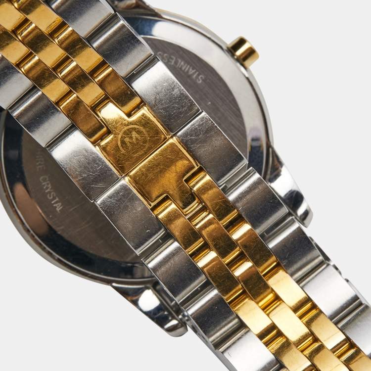 Pre Owned Movado Mother of Pearl Two Tone Stainless Steel Museum 07.3.20.1201 Women's Wristwatch 28 mm