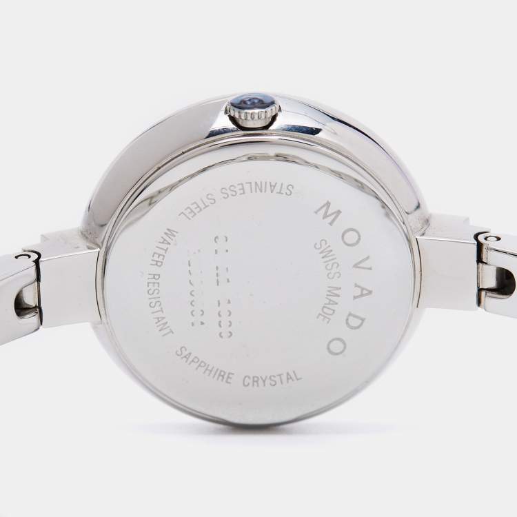 Pre Owned Movado Black Stainless Steel Bela 0606595 Women's Wristwatch 25 mm