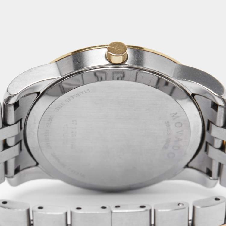 Pre Owned Movado Black Two Tone Stainless Steel Museum 07.1.20.1198 Men's Wristwatch 40 mm 